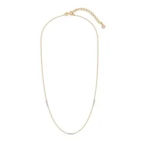 Authentic 3/5 Ct Baguette & Round Diamond 15"+2" Chain 14K Yellow Gold Plated Lab Grown
