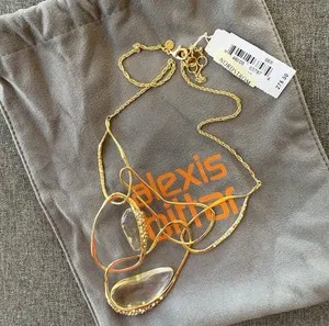 Authentic Alexis Bittar Vintagee Jelly Belly Clear Lucite Fluid Water Gold Plated Necklace