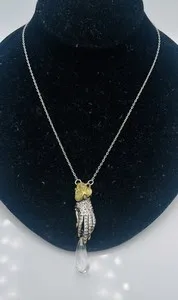 Authentic Alexis Bittar Silver & Gold Plated Pave Crystal Hand Necklace