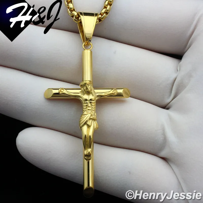 Authentic Golden Radiance: Sacred Cross Box Chain (16‑36″, 2‑4 mm)