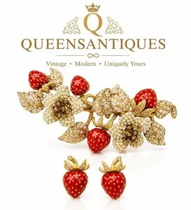 Authentic The CINER Gilded Berry Set of Enamel and Pavé Crystal Radiance