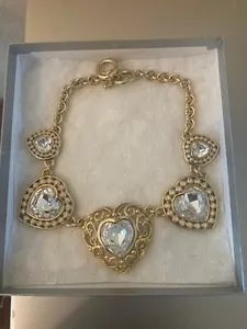 Authentic The Gilded Devotion: Christian Dior Crystal Heart Heavy Fob Chain Necklace