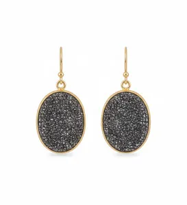 Authentic Celestial Raindrop: Gold-Plated Druzy Quartz Talismans