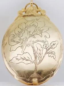 Authentic Antique 19th Century French Pendant / Pocket Watch – Gold Plated Silver Engraved