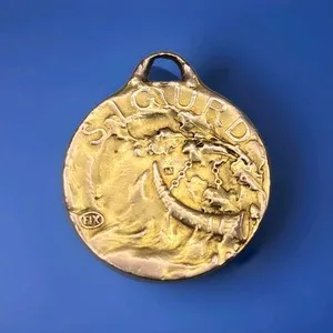 Authentic Art Nouveau Fix medal pendant by Edmond-Henri Becker