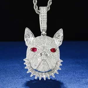 Authentic French Bulldog Amulet Of Loyal Heart Moissanite- White Gold Talisman
