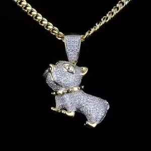 Authentic Celestial Harmony: 2Ct Round Cut Natural Moissanite French Bulldog Pendant