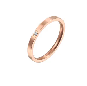Authentic Silver Rose Gold Plated 2mm CZ Inlay Stackable Ring Band Sz 3-10