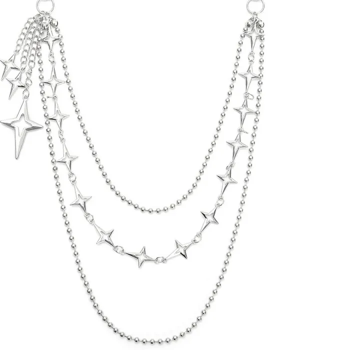 Authentic Women Punk Hip Hop Multilayer Star Pendant Waist Chain Trendy Jeans Pants Chain Keychain Jewelry Gifts