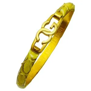 Authentic Vintage signed FLORENCE Italy 24k gold plated snake skin bangle bracelet