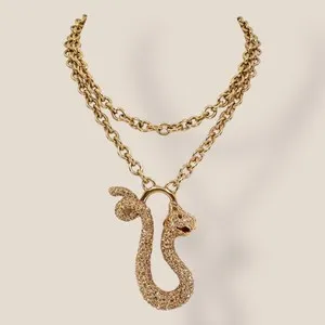 Authentic The Ciner Serpent Coil: Signed Vintage 18k Gold-Plated Crystal Snake Chain