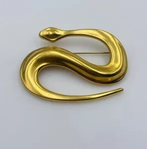 Authentic Robert Lee Morris Vintage 1980s Gold Plated Figural Snake Large Pin