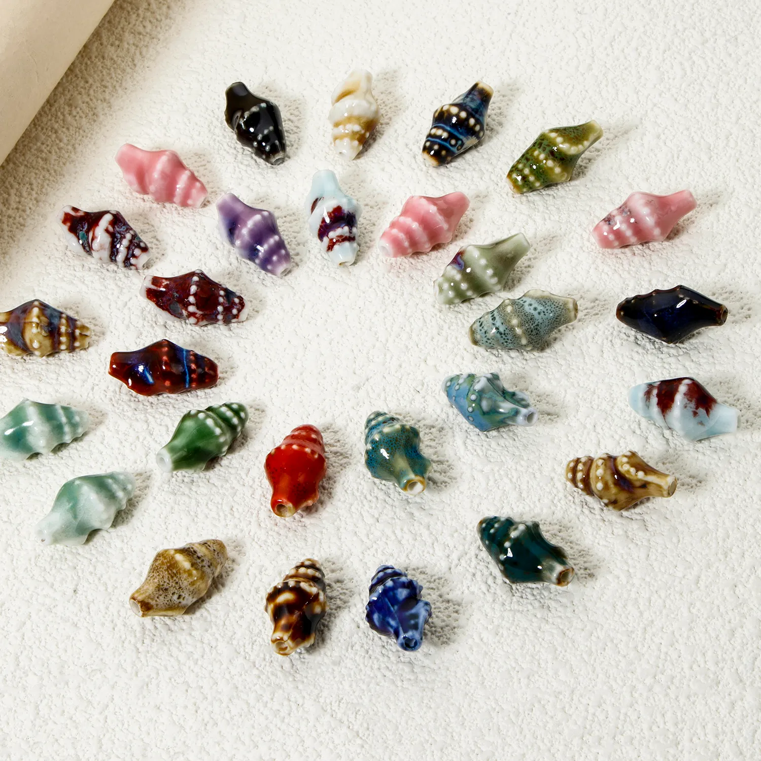 Authentic 10Pcs 3D Ceramic Beads Ocean Conch Sea Snail Multicolor Spacer Beads Diy Jewelry Making Necklace Findings 20Mm X 11Mm