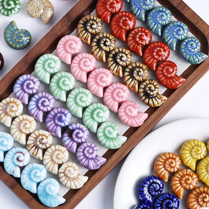 20 16Mm Snail Glazed Hightemperature Ceramic Beads Loose Spacer Beads For Jewelry Making Diy Necklace Bracelet Accessories