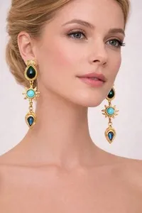 Authentic Hanna Bernhard Gold Plated One of a Kind Baroque Statement Sun Earrings