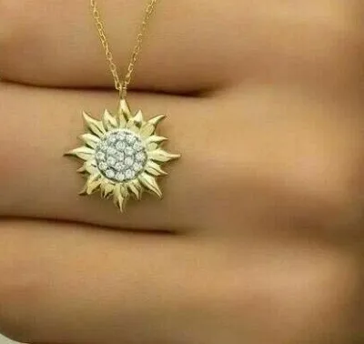 Authentic Solaris Talisman Lab Created Diamond Sun Pendant In 14K Yellow Gold Plate