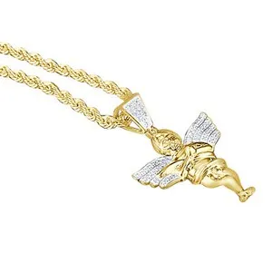 Authentic Celestial Guardian Cherub 10K Yellow Gold Plated Pendant