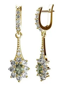 Authentic Celestial Lock Earrings – Gold‑Plated Silver Dangles with Czech Moldavite