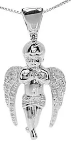 Authentic Celestial Guardian White Gold Praying Angel Pendant