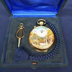Authentic The Symphony of Chronos: Vintage Tissot Reuge Gold-Plated Musical Automaton Pocket Watch