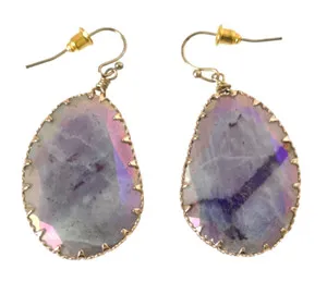 Authentic Violet Jasper Gold‑Plated Spirit Dangle Earrings