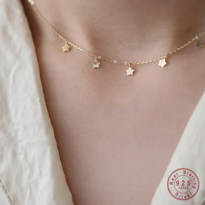 Authentic Celestial Whisper Star Pendant Necklace - Gilded Constellation of Divine Guidance