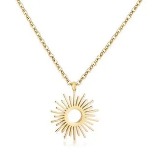 Authentic 18k Yellow Gold Plated Sunburst 'Sun' Pendant Necklace 18" Inches