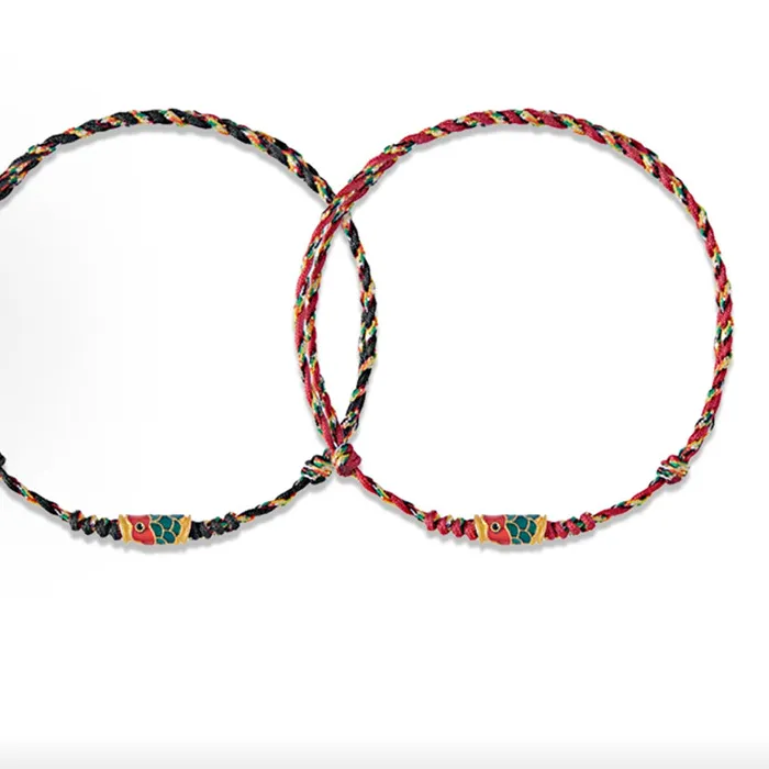 Authentic Hand Braided Fish Prayer Bracelet Lucky Colorful Rope Couple Friendship Colorful Hand String Ethnic Original Accessory Jewelry