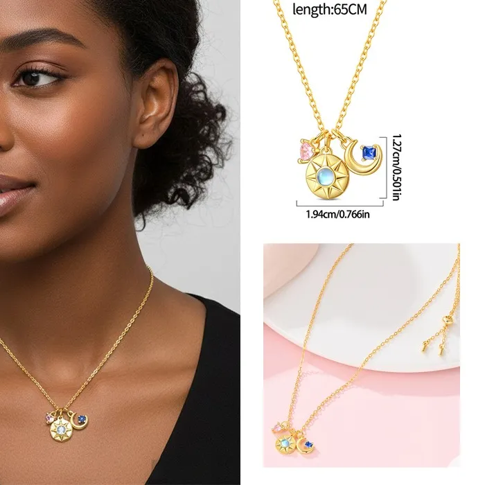 Authentic Dance with Solar Radiance: 14K Gold Plated Dainty Sun Pendent Necklace