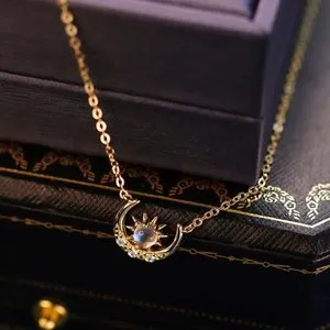 Authentic Moon and Sun Gold Plated Necklace