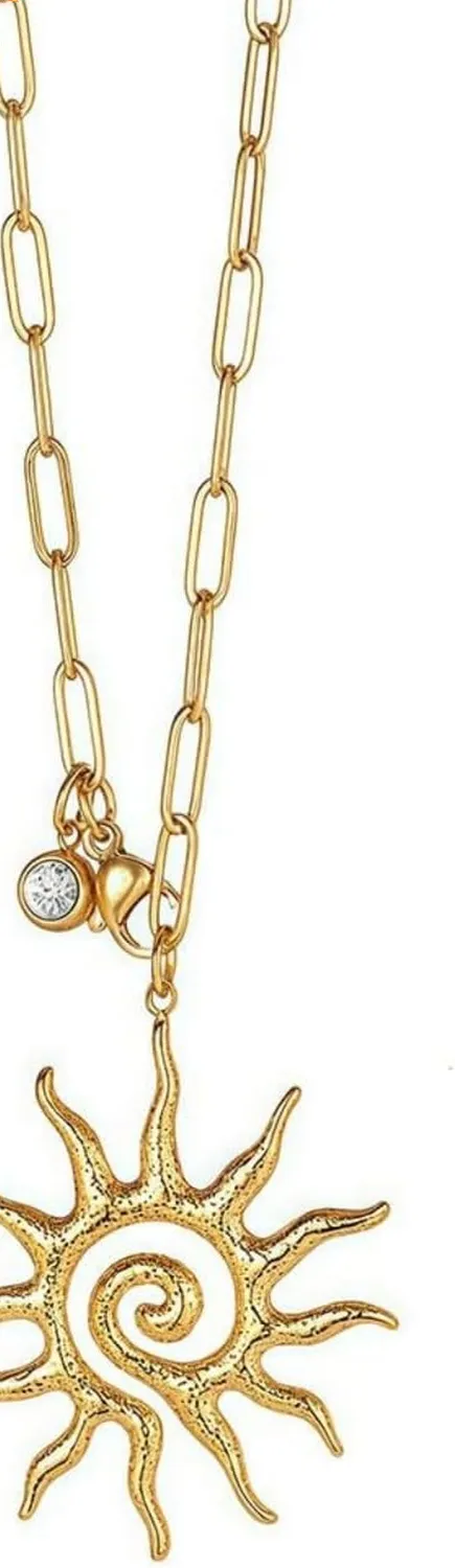 Authentic Sun Pendant Necklace for Women 18K Gold Plated Spiral Sun Necklace Boho Spiral S