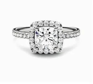 Authentic The Eternal Luminescence Cushion Halo Ring in 14k White Gold Finish