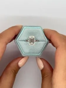 Authentic The Emerald Vision Solitaire Moissanite Ring