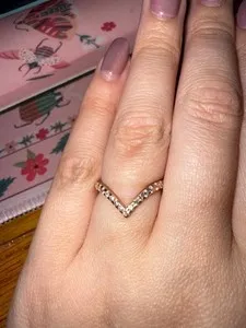 Authentic The Celestial Chevron Moissanite Ring in Radiant Rose Gold