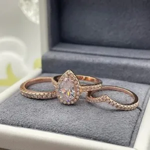 Authentic Tears of Bliss: Enchanted Tear-Drop Halo Ring