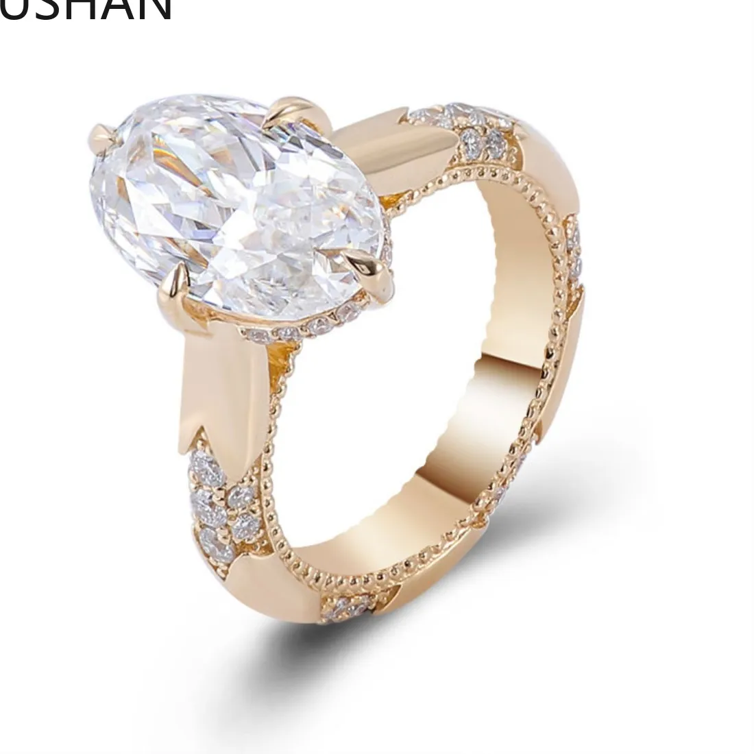 Authentic Mushan Custom 14K 18K Gold Rings Band Jewelry With Moissanite Diamond Lab Grown Gemstones Diamond Ring