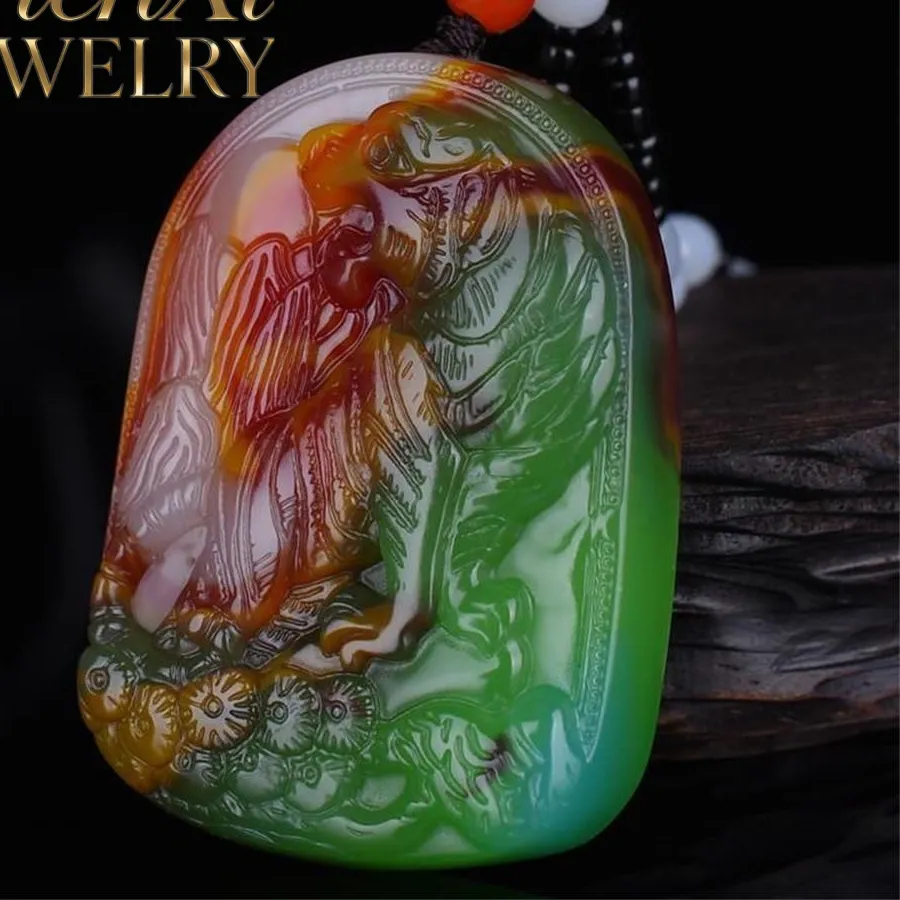 Authentic Hetian Colored Jade Mountain Tiger Pendant Luxury Quality Fine Jewelry Amulets And Mascots Exquisite Elegant Popular