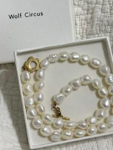 Authentic Wolf Circus LoLa Freshwaster Pearl Necklace 14k Gold Plated Hardware