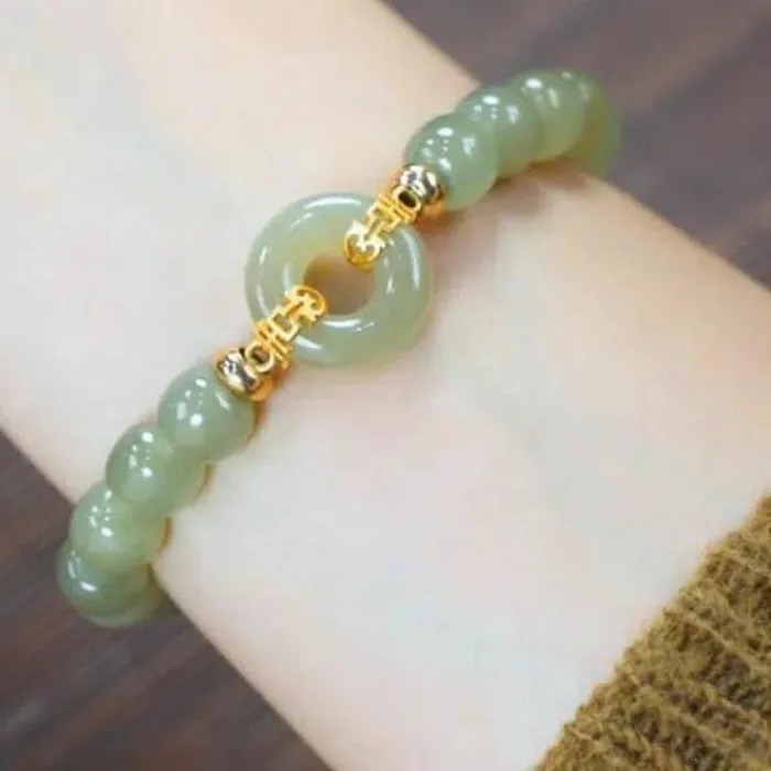 Authentic The Verdant Harmony Talisman: Natural Jade Ring and Vintage Agate Bracelet Set