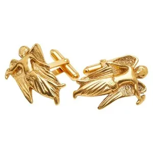 Authentic Celestial Guardians: Vintage Gold-Plated Angel Cufflinks