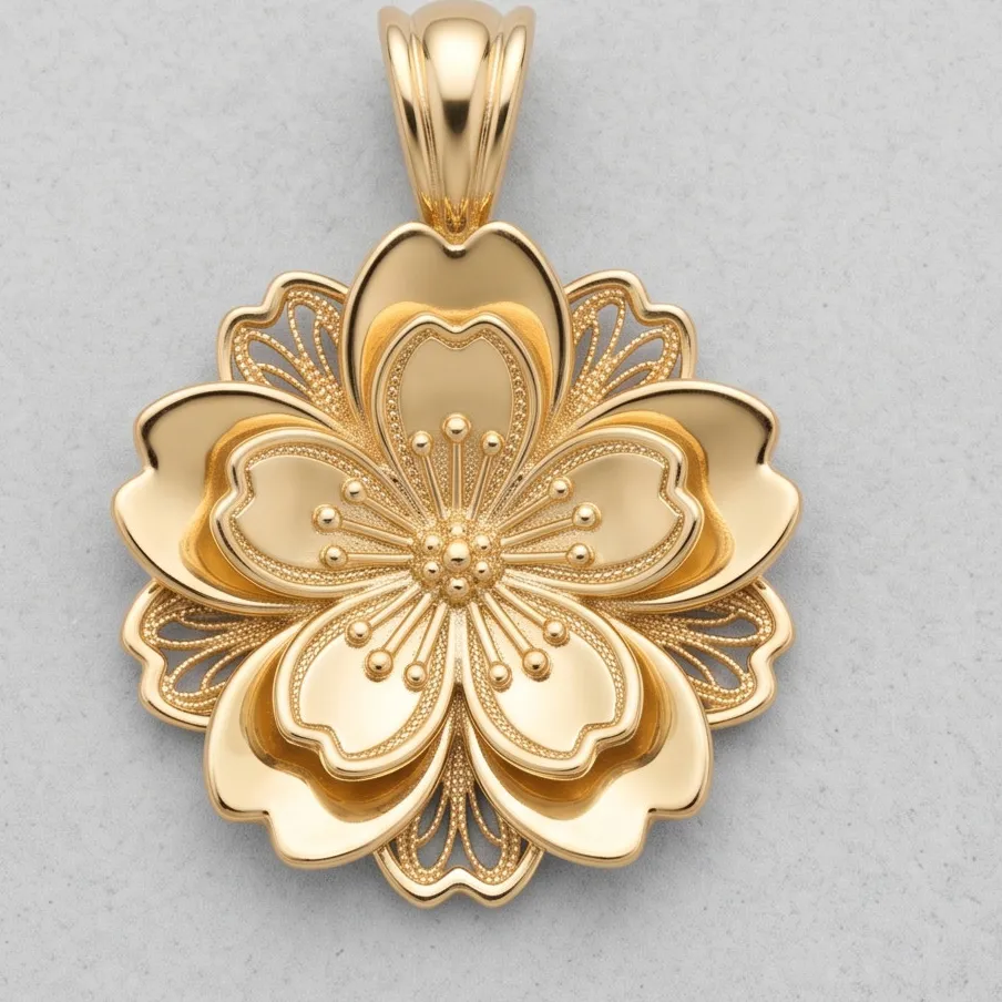 Authentic Sakura Radiance: The Eternal Bloom Gold-Plated Amulet