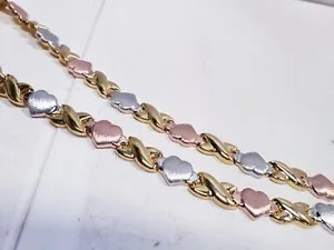 Authentic Tricolor Hearts and Kisses Statement Necklace