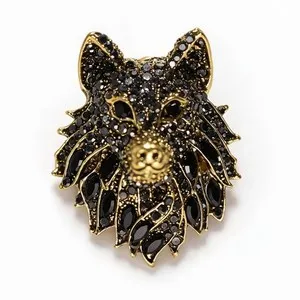 Authentic The Alpha’s Vigil: 18K Gold-Plated Wolf Totem Brooch
