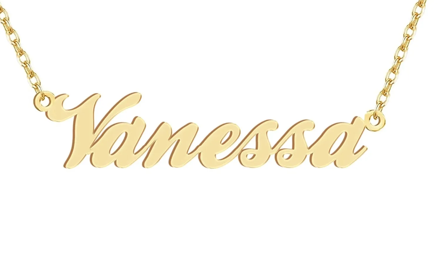 Authentic Dancing Wolf 18k Gold Plated Vanessa Name Necklace Nameplate Nec