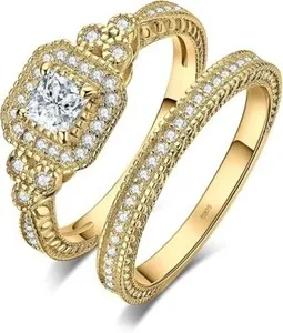 Authentic Triple‑Tone 14K Golden Vows: Rings of Eternal Bond