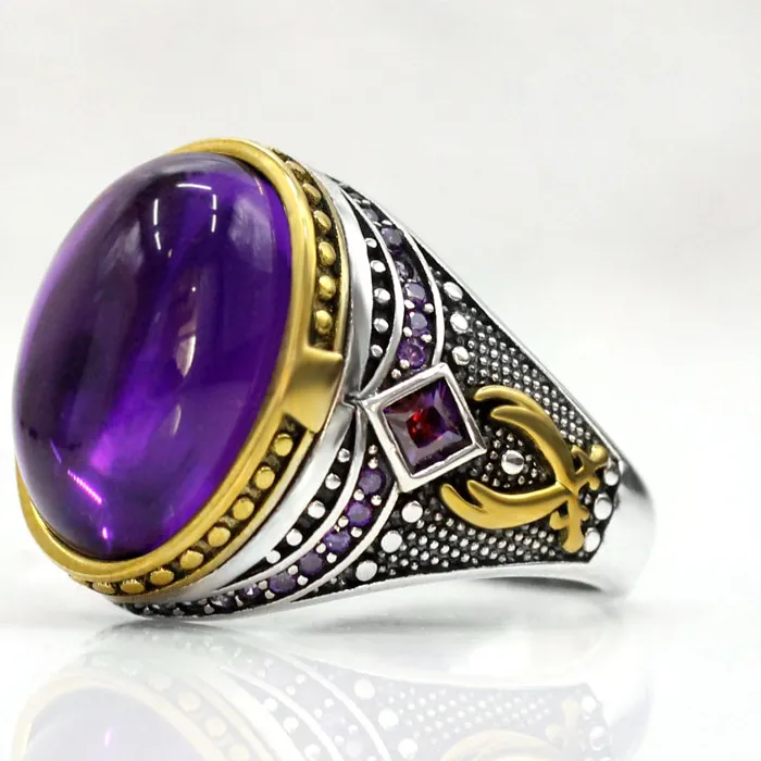 Authentic Amethyst Heart of Anatolia: Sterling Silver Sovereign Ring