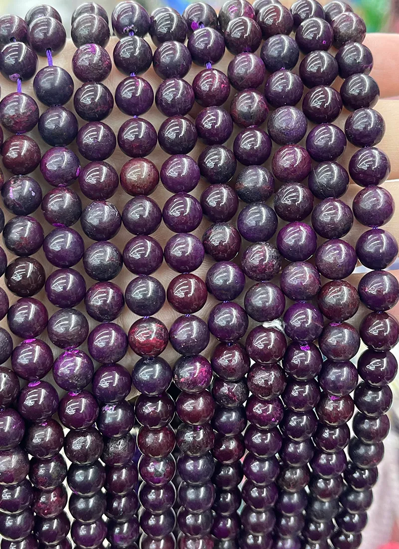 Authentic Sugilite Quartz Dreamweaver: 15‑inch Spiral of Sacred Healing Beads