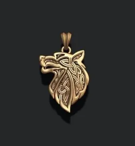 Authentic wolf pendant, wolf necklace, gold wolf necklace, silver wolf necklace