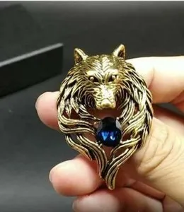 Authentic The Alpha's Gaze Vintage Gold-Plated Wolf Brooch