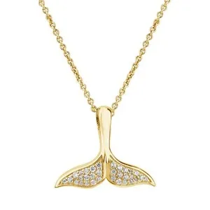 Authentic Talisman of the Deep Tide Whale Tail Moissanite Pendant in 14k Gold Plate